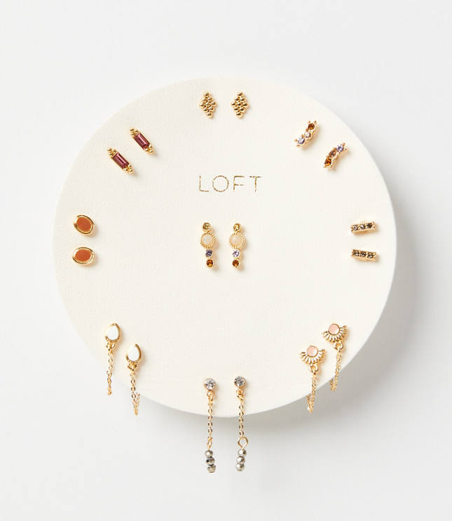 Mixed Stone Stud Earring Set