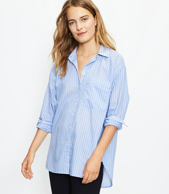 Striped Pocket Tunic Shirt | LOFT