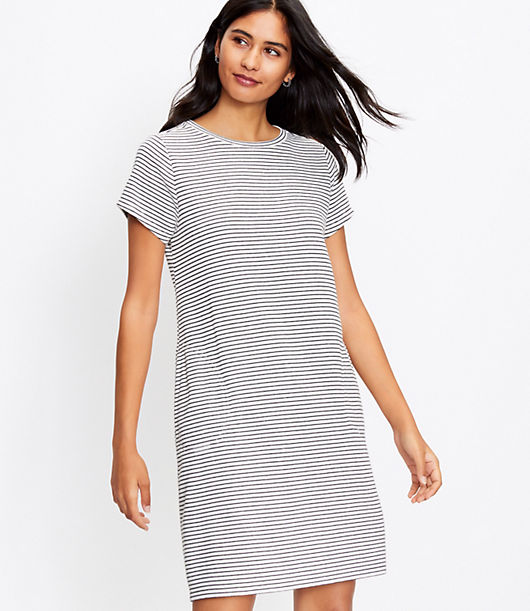 Loft Petite Striped Pocket Sweatshirt Dress