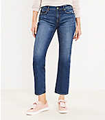 Curvy Mid Rise Straight Crop Jeans in Dark Indigo Wash carousel Product Image 1