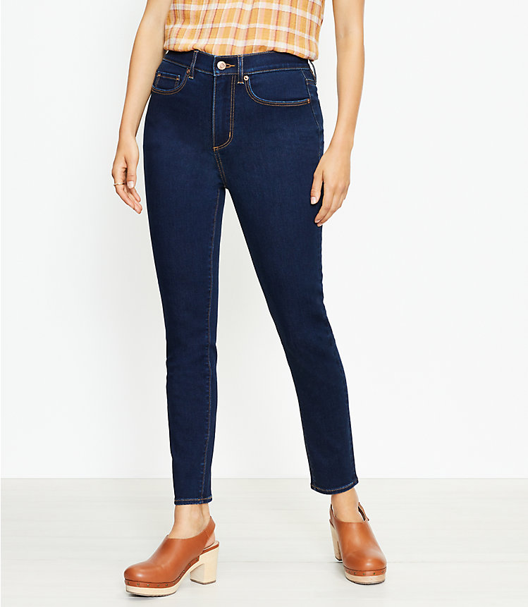 Petite High Rise Skinny Jeans in Rinse Wash image number null