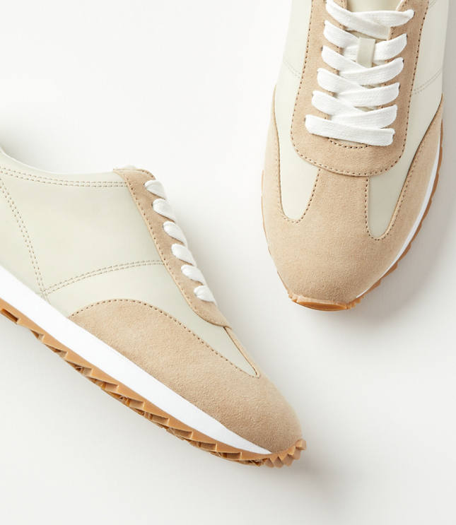 Suede Trim Lace Up Sneakers