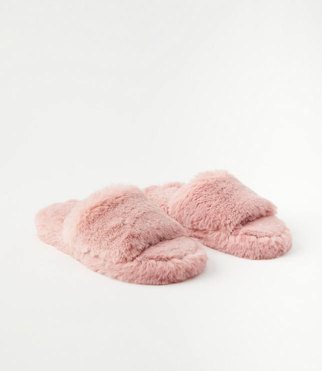 Loft faux fur slide slippers sale