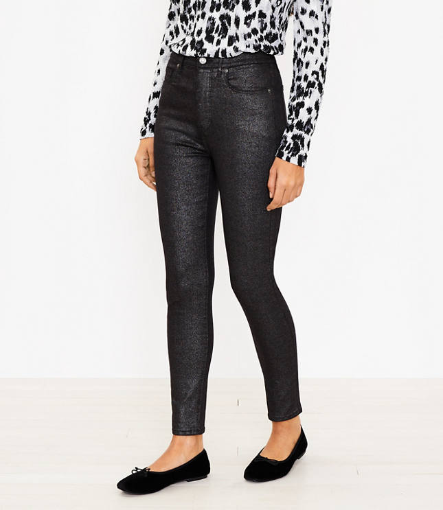 High Rise Black Denim Look Leggings | KRISP | SilkFred