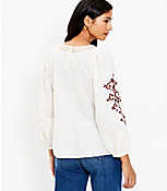 Floral Embroidered Peplum Blouse carousel Product Image 3