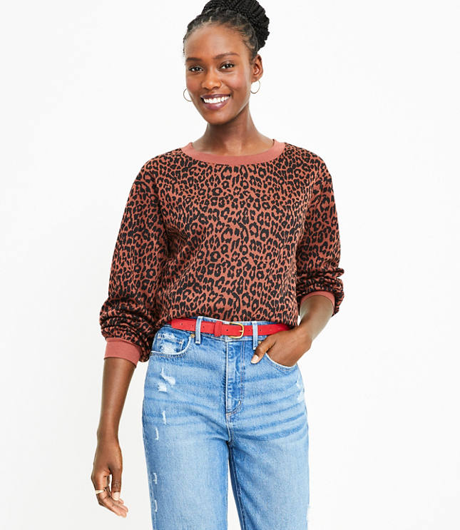 J crew hot sale leopard sweatshirt