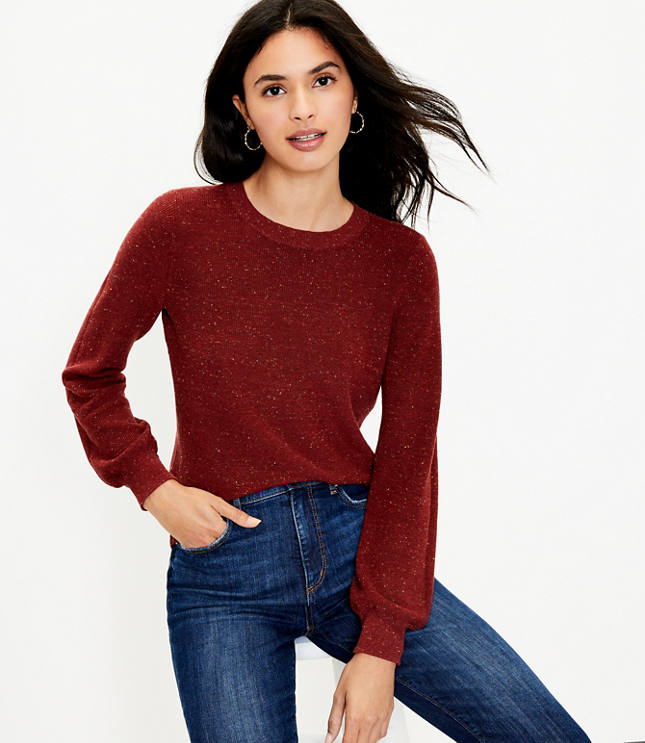 Flecked Draped Sleeve Sweater