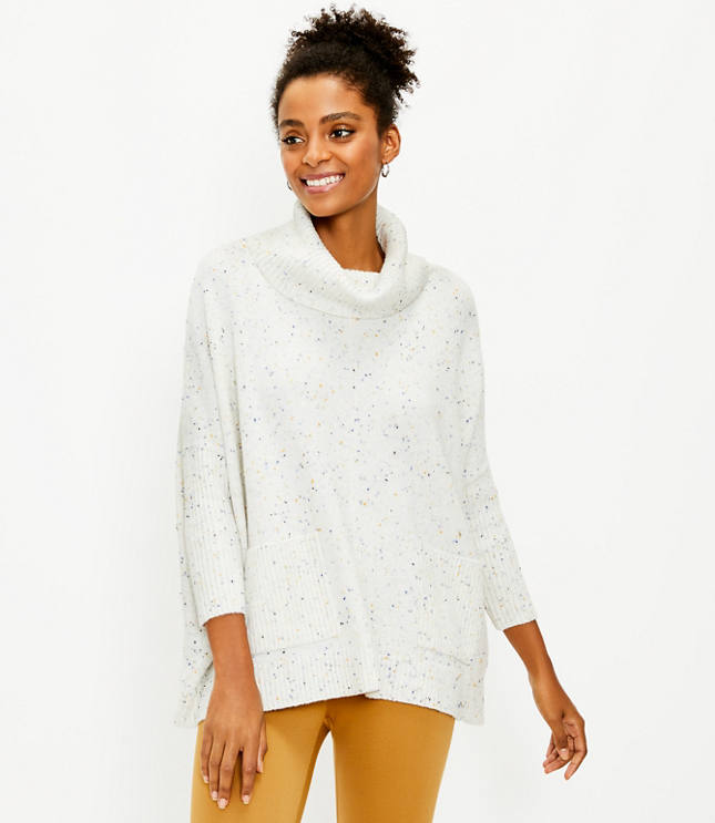 Flecked Pocket Poncho Sweater