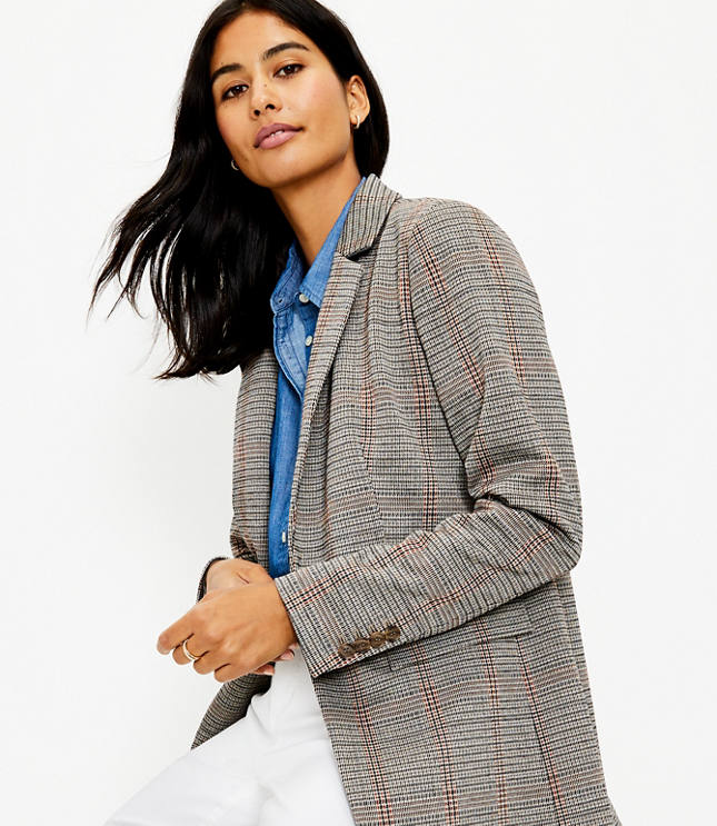 Plaid Houndstooth Boyfriend Blazer