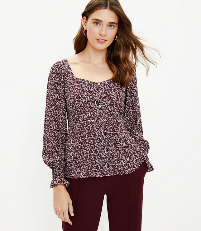 Floral Square Neck Blouse