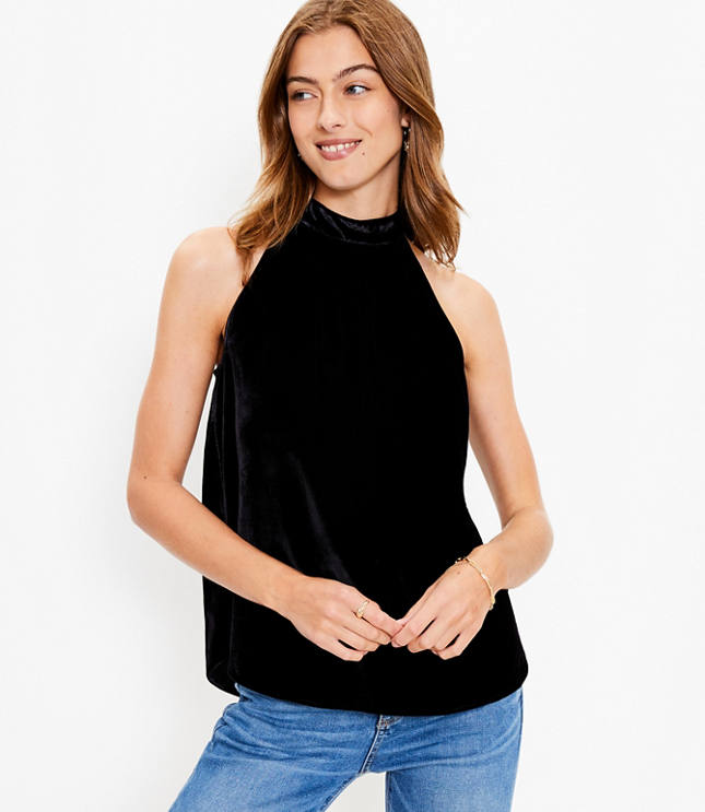 Black velvet sale halter top