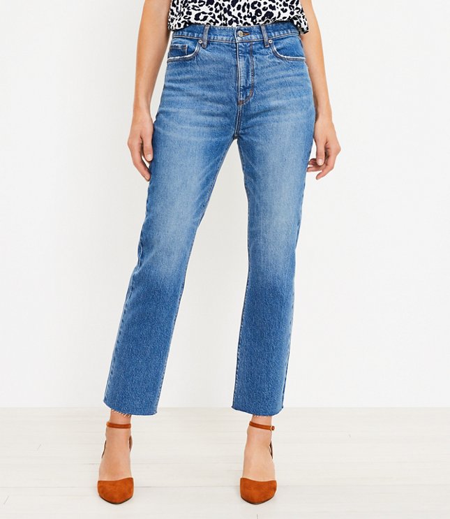Denim Straight Cropped Jeans