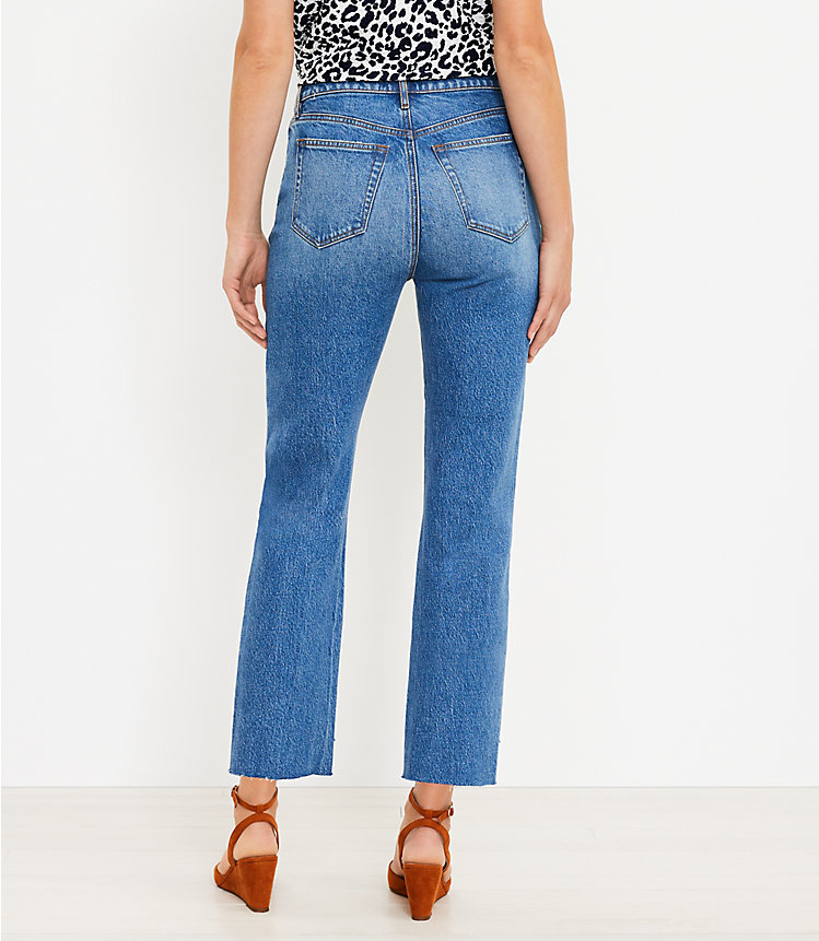 High Rise Straight Crop Jeans in Light Authentic Indigo Wash image number 2