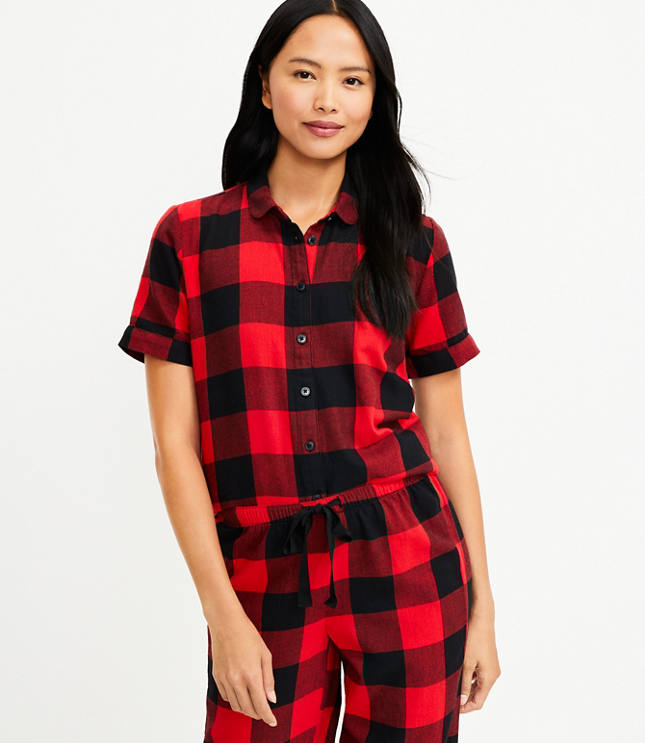 Buffalo Plaid Pajama Top - Tango Red