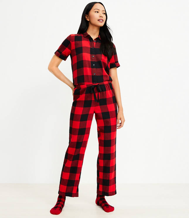 Fashion (Red)New Red Black Plaid Pajama Pants Women Lounging