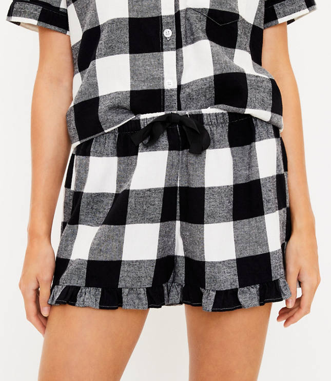 Buffalo Plaid Ruffle Pajama Shorts LOFT