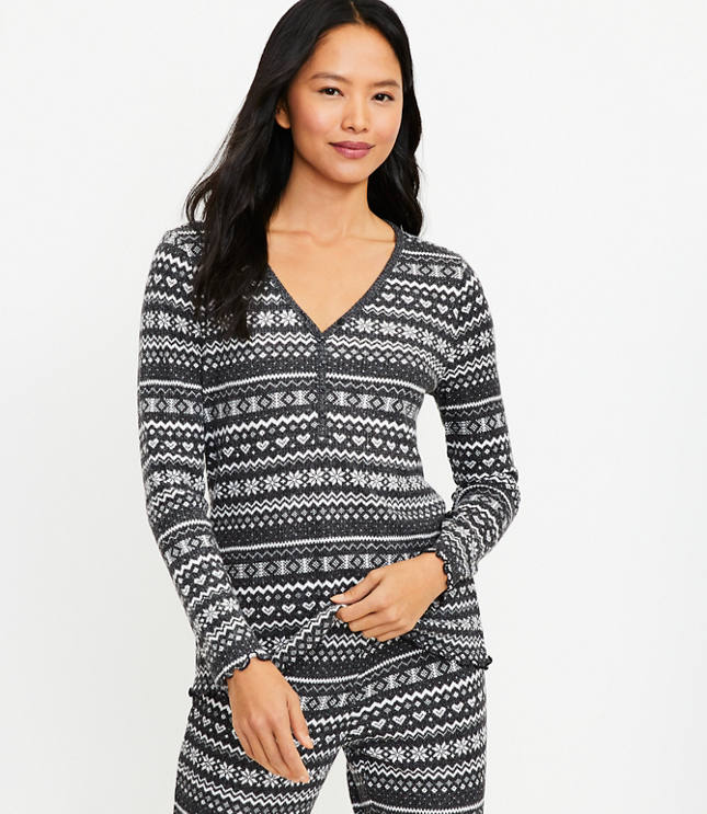 Fair Isle Henley Pajama Top