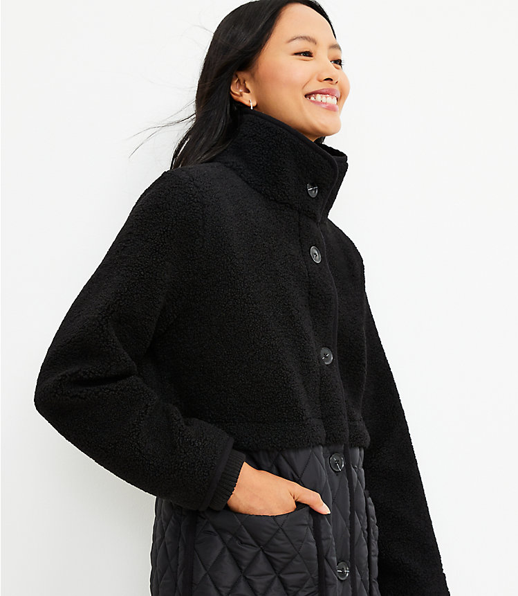 Sherpa Quilted Funnel Neck Coat image number 1
