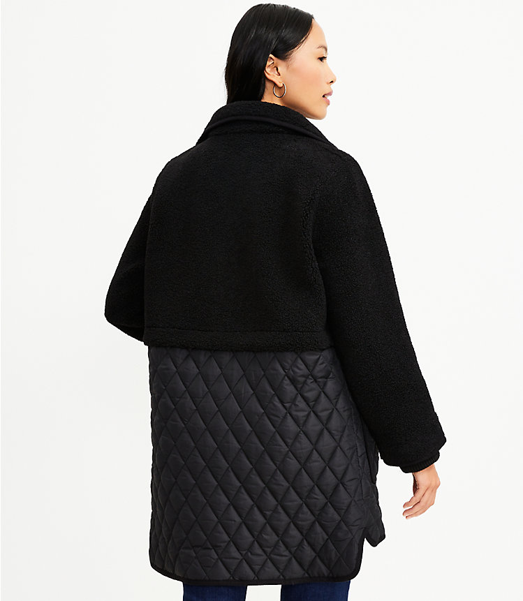 Sherpa Quilted Funnel Neck Coat image number 2