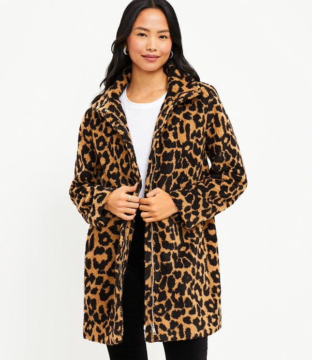 Cheetah print sherpa clearance jacket