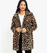 Leopard Print Sherpa Funnel Neck Coat carousel Product Image 1