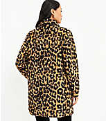 Leopard Print Sherpa Funnel Neck Coat carousel Product Image 3