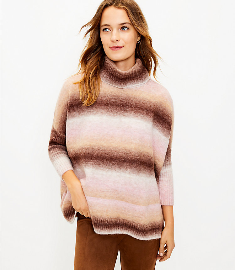 Ombre Turtleneck Poncho Sweater image number 1