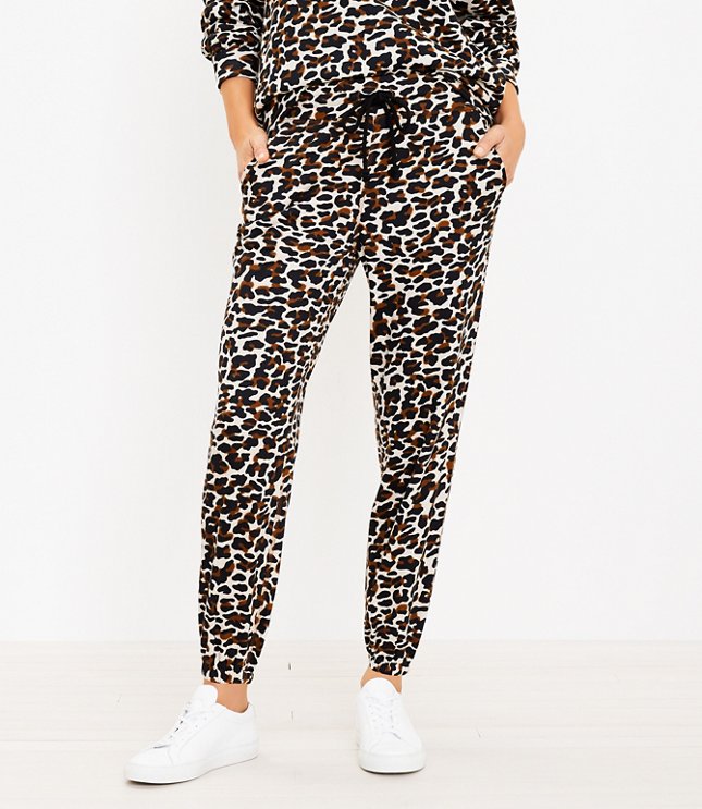 Loft Lou & Grey Leopard Print Fluffy Fleece Sweatpants