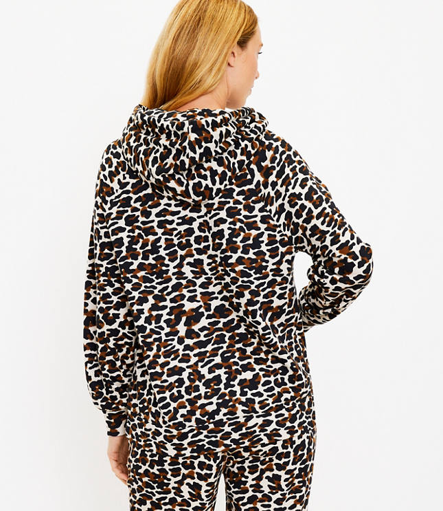 Leopard print fleece hoodie sale