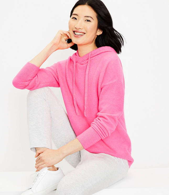 Lou & Grey Crossover Hoodie Sweater - Neon Rose