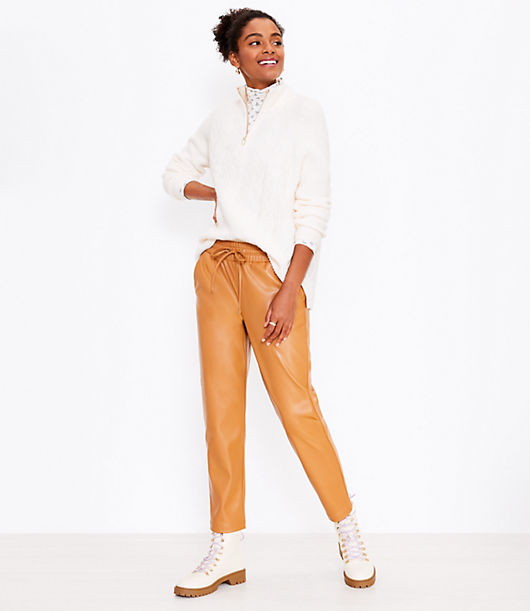 Loft Tall Pull On Slim Pants in Faux Leather
