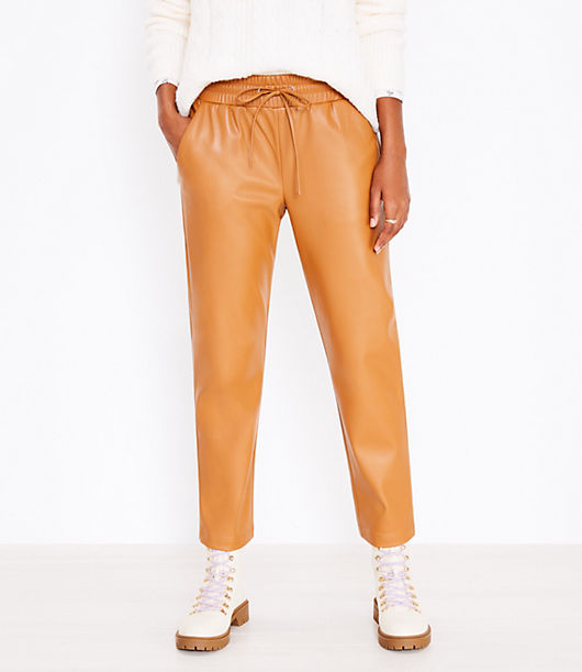 Loft Petite Pull On Slim Pants in Faux Leather