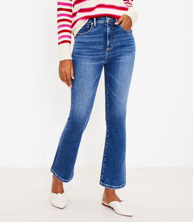 LOFT High Rise Kick Crop Jeans In Dark Indigo Wash