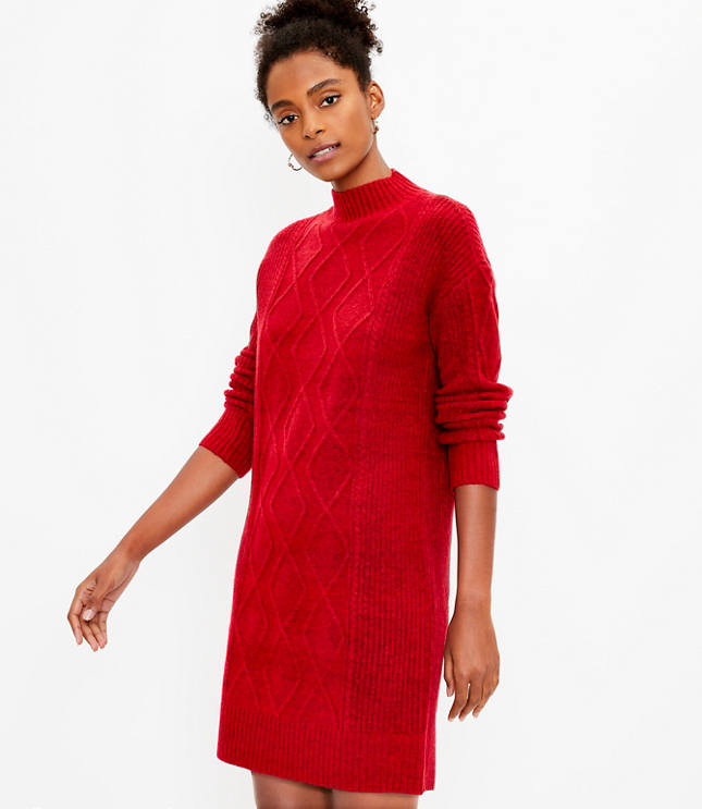 Loft Cable Turtleneck Sweater Dress