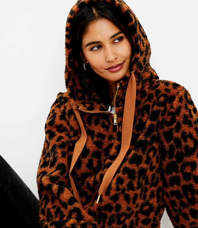 Leopard Print Sherpa Hoodie