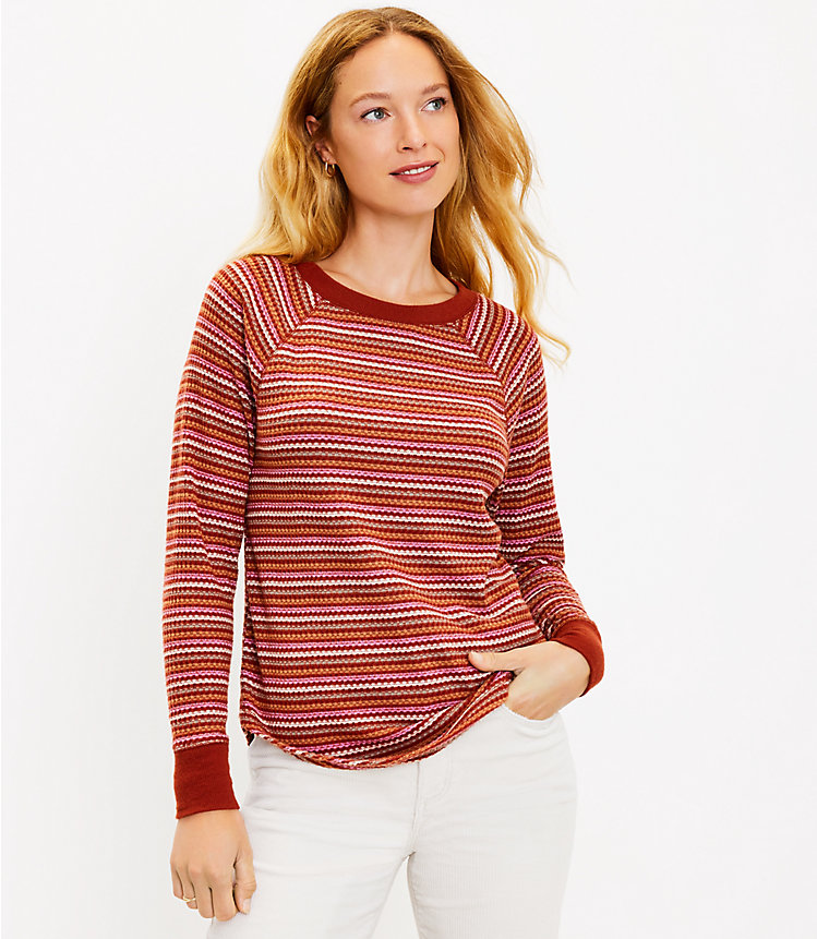 Striped Waffle Shirttail Tunic Top image number 0