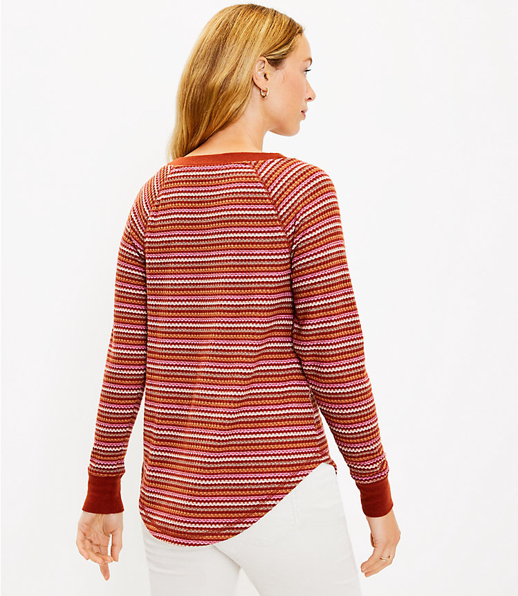 Striped Waffle Shirttail Tunic Top image number 2