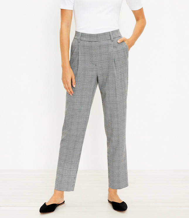 Petite Pull On Tapered Pants in Plaid | LOFT