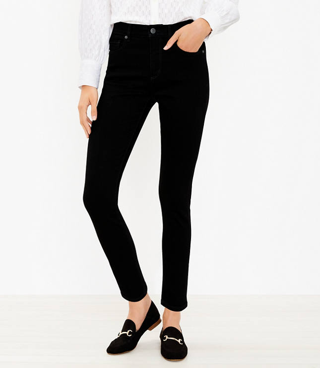 Black mid rise skinny trousers