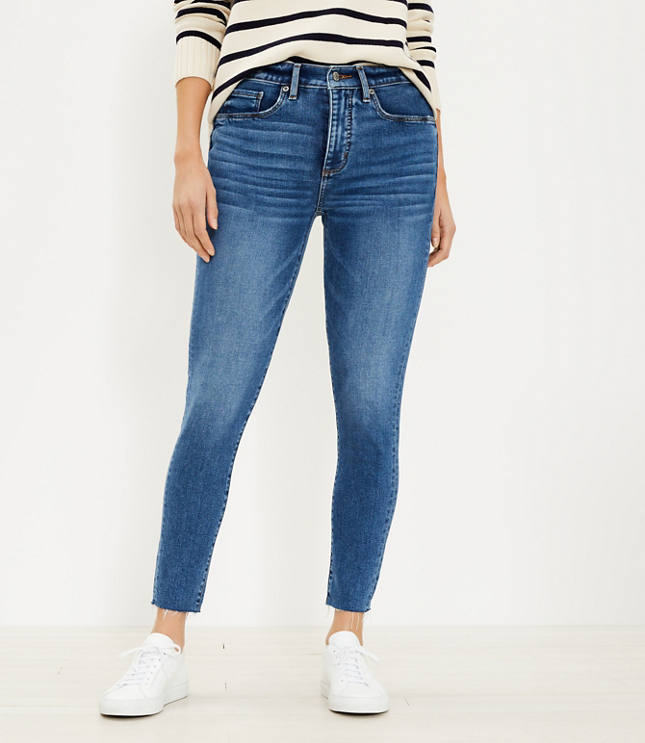 LOFT High Rise Skinny Jeans In Dark Indigo Wash