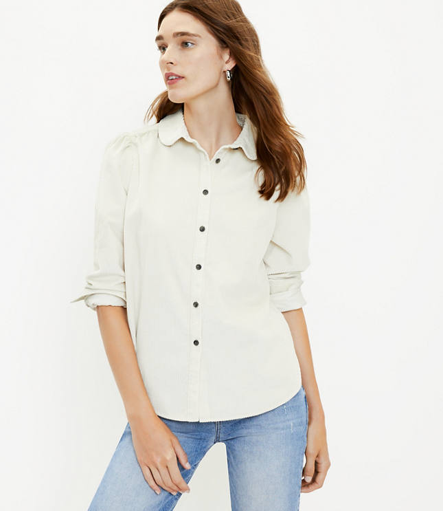 Loft Petite Corduroy Round Collar Shirt