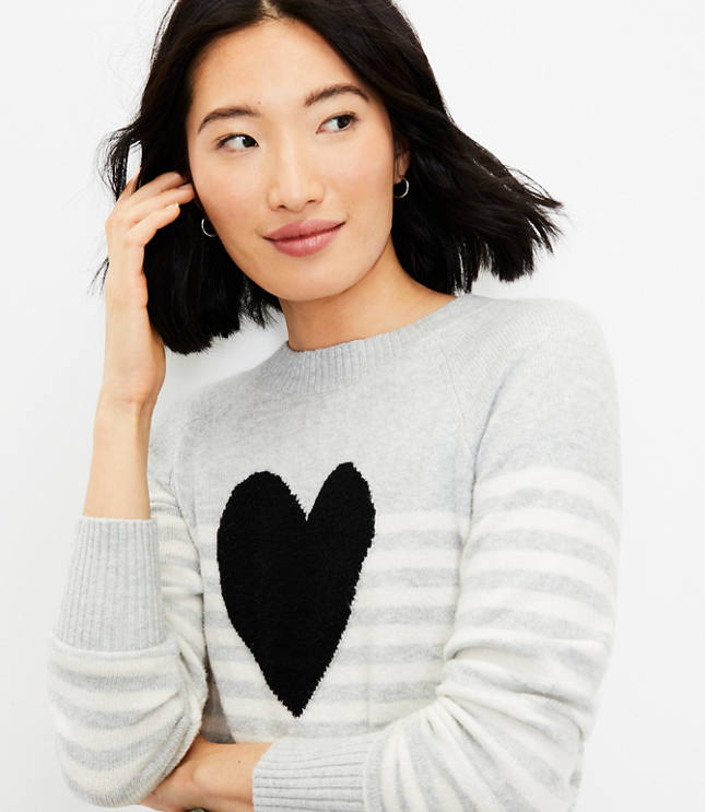 Cropped Tattered Sweater with Heart Detail - Black