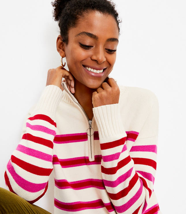 Striped Zip Tunic Sweater