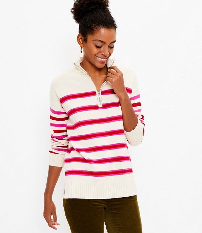 Striped Zip Tunic Sweater