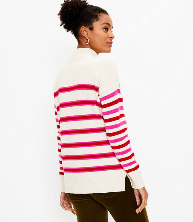 Striped Cowl Neck Sweatshirt Tunic - Betsey's Boutique Shop