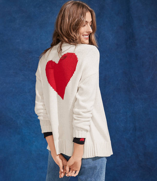 Button Back Heart Sweater