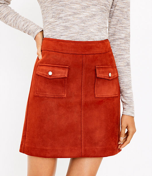 Loft Petite Faux Suede Pocket Skirt