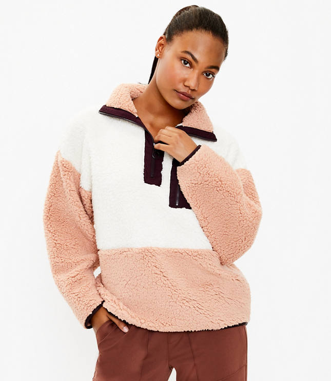 Loft sherpa zip sweatshirt new arrivals