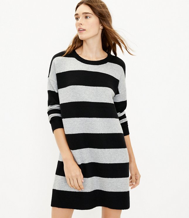 Loft Petite Striped Oversized Sweater Dress