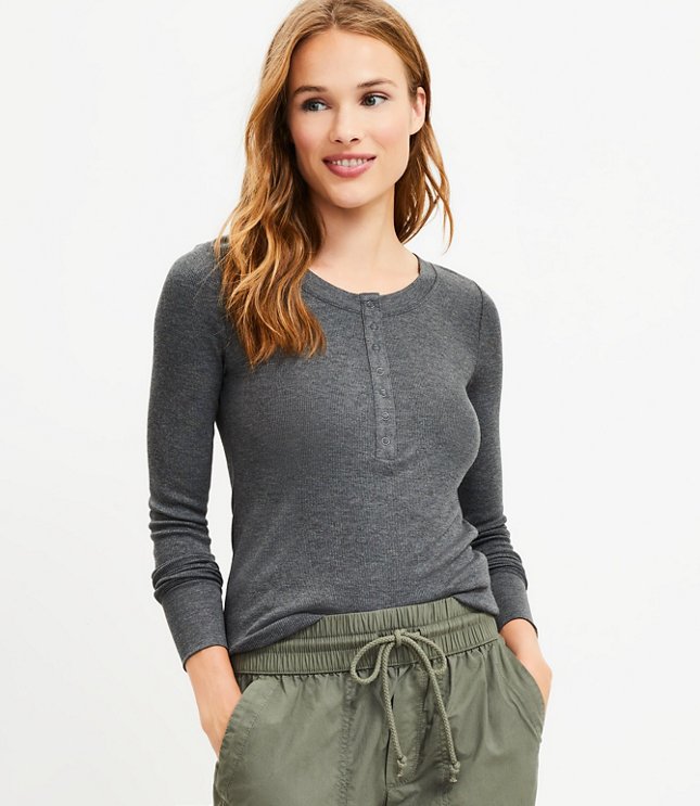 Lou & Grey Ribbed Signature Softblend Henley Top